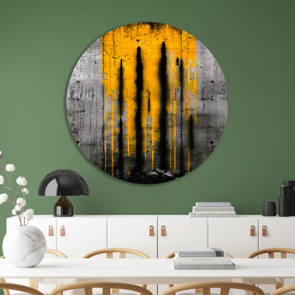 Moderne abstracte kunst met dynamische strepen aluminium muurcirkel