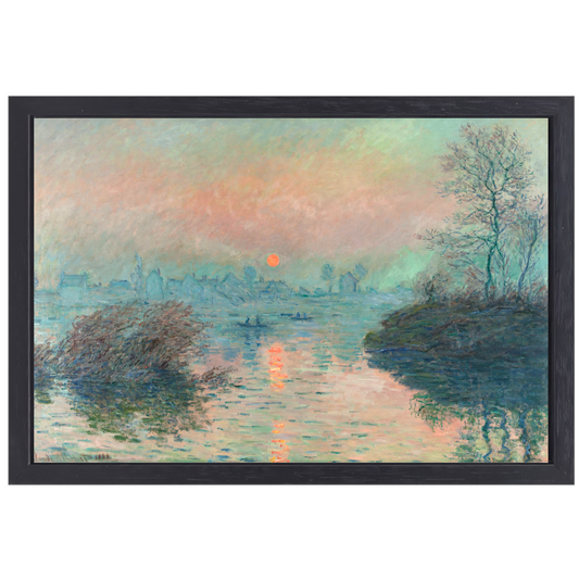 Zonsondergang op de Seine bij Lavacourt - Claude Monet canvas met baklijst