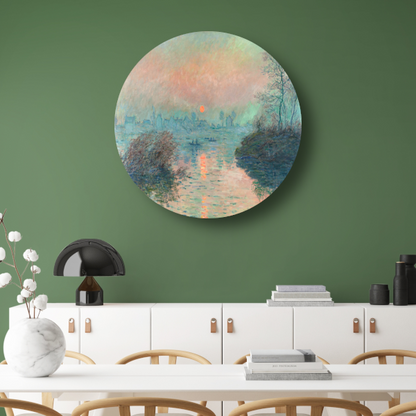 Zonsondergang op de Seine bij Lavacourt - Claude Monet forex muurcirkel
