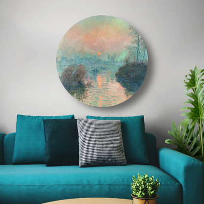 Zonsondergang op de Seine bij Lavacourt - Claude Monet forex muurcirkel