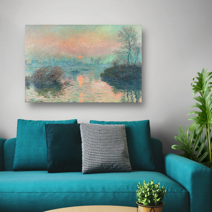 Zonsondergang op de Seine bij Lavacourt - Claude Monet poster
