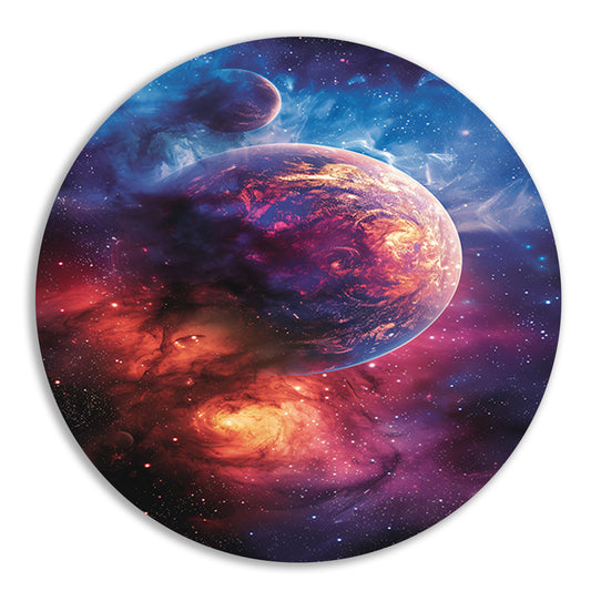 Psychedelische Planeet in Kosmisch Kleurenpalet aluminium muurcirkel