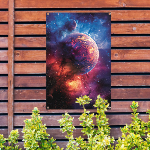Psychedelische Planeet in Kosmisch Kleurenpalet tuinposter