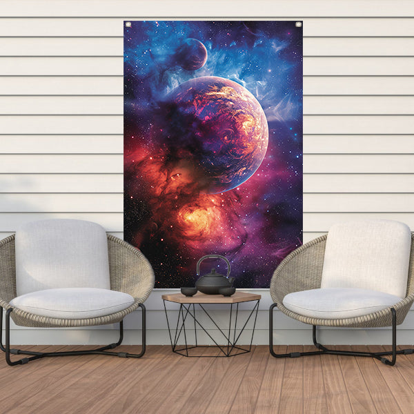 Psychedelische Planeet in Kosmisch Kleurenpalet tuinposter