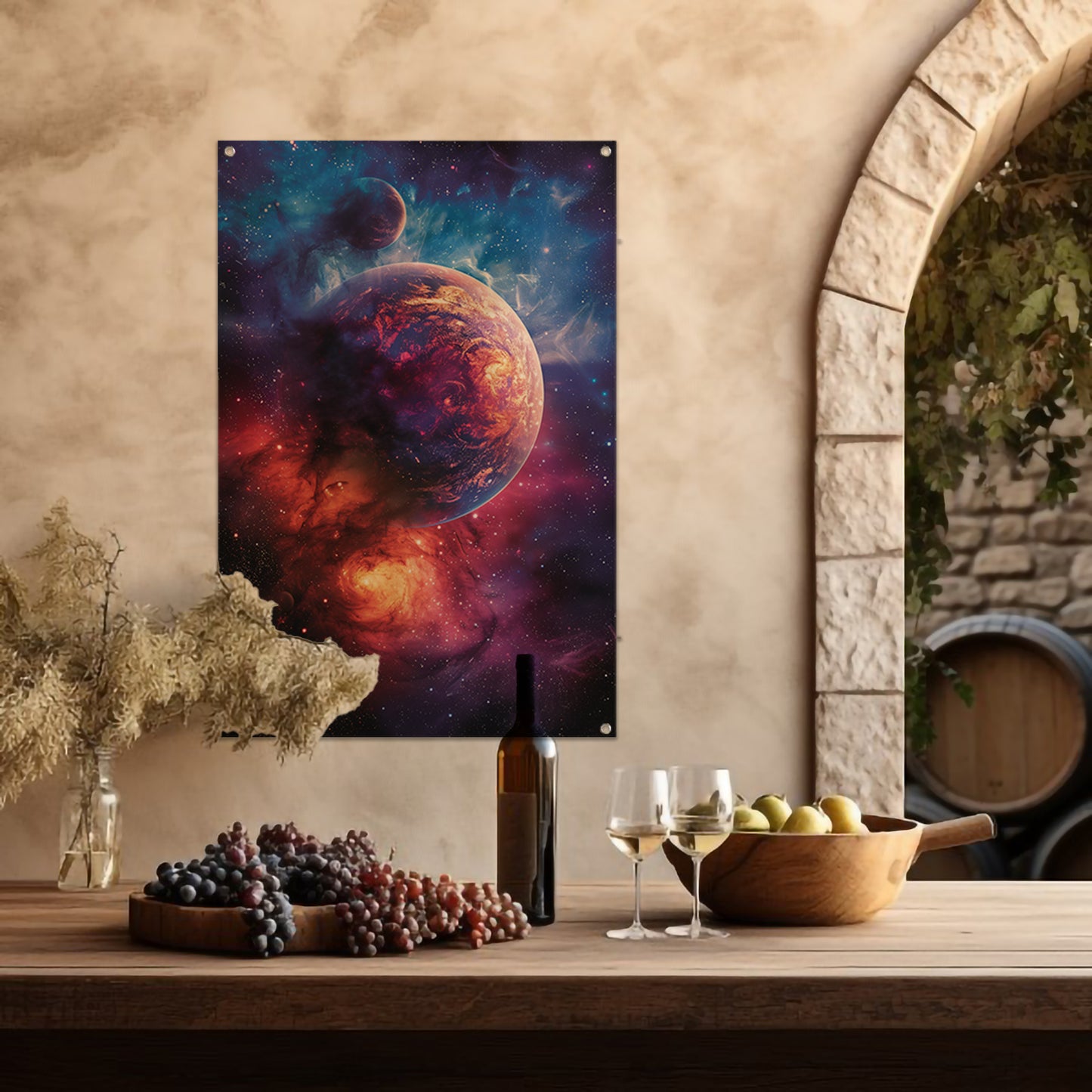 Psychedelische Planeet in Kosmisch Kleurenpalet tuinposter