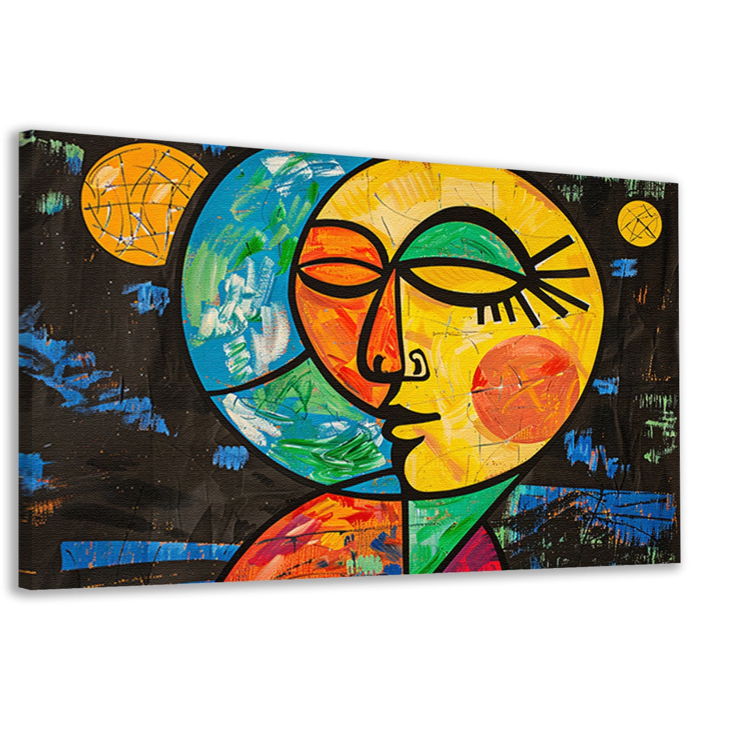 Kleurrijk abstract portret met aardse vormencanvas