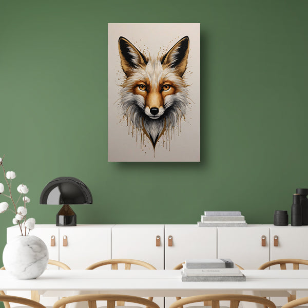 Modern Fox Portrait with Dynamic Splashes canvas