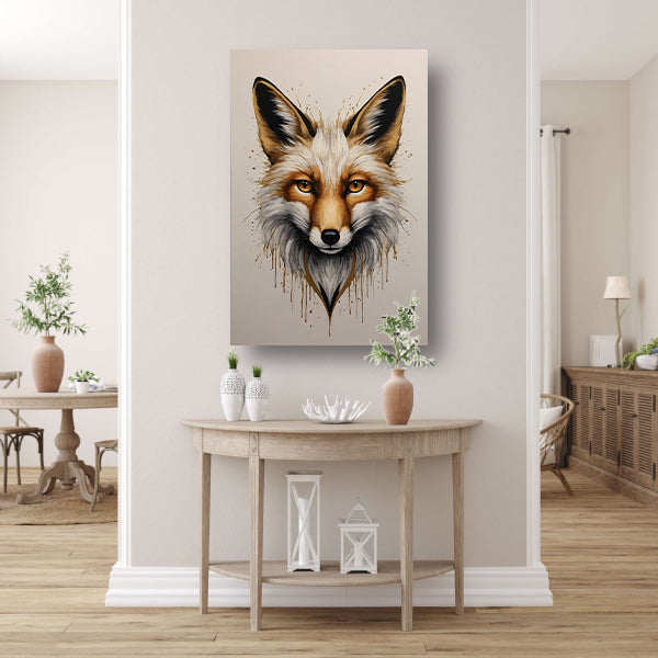 Modern Fox Portrait with Dynamic Splashes canvas