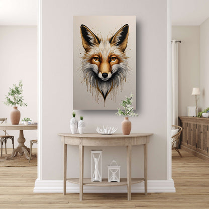 Modern Fox Portrait with Dynamic Splashes canvas