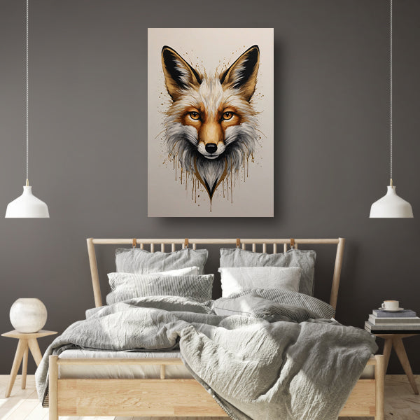 Modern Fox Portrait with Dynamic Splashes canvas
