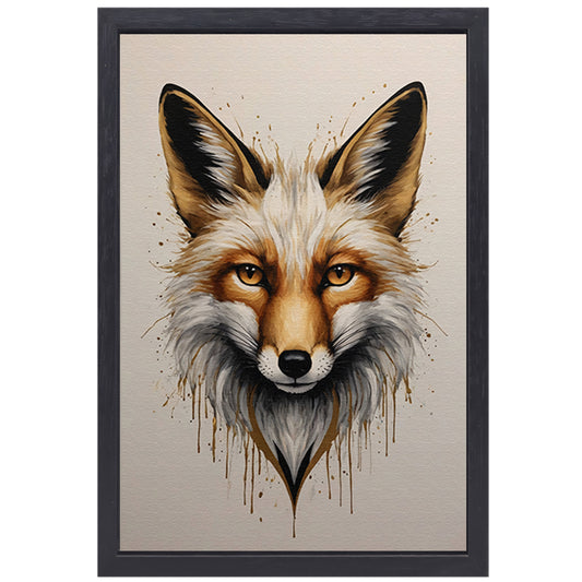 Modern Fox Portrait with Dynamic Splashes canvas met baklijst