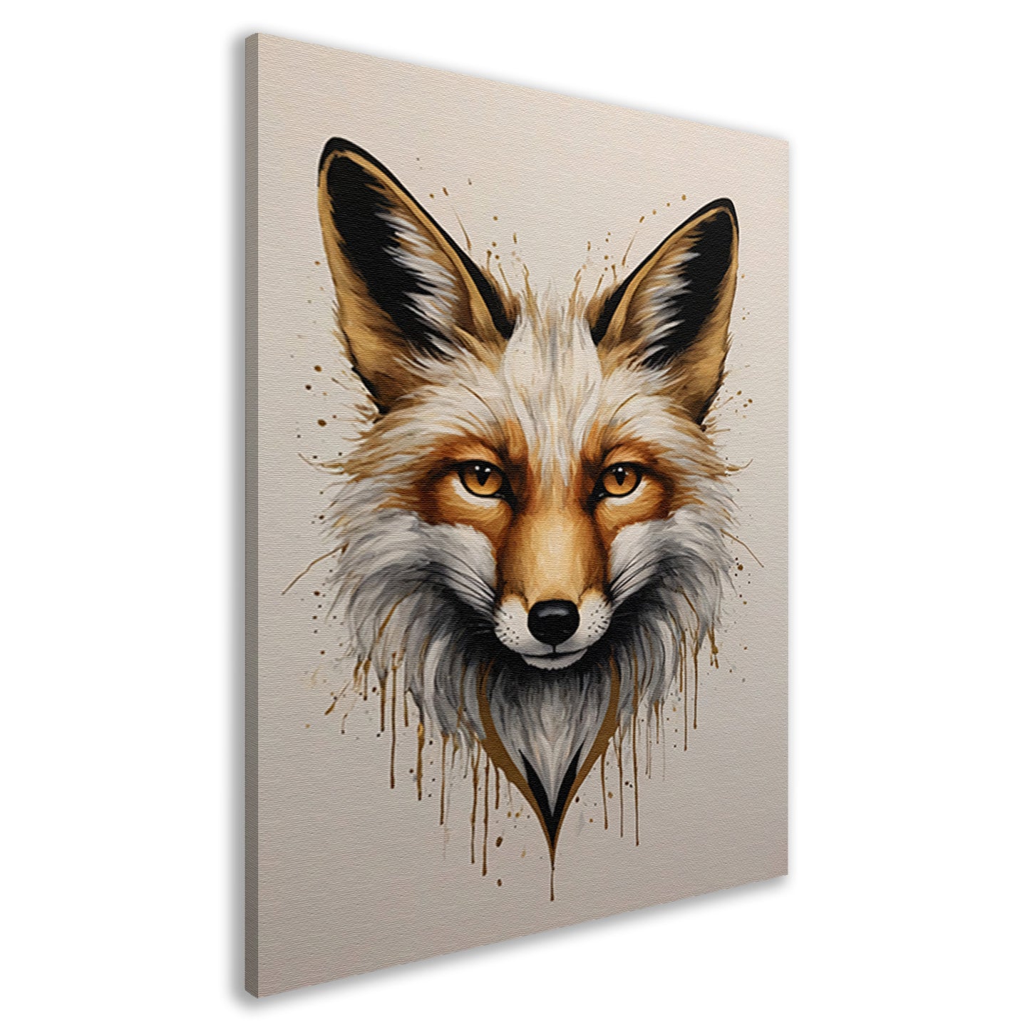 Modern Fox Portrait with Dynamic Splashes canvas