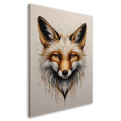 Modern Fox Portrait with Dynamic Splashes canvas