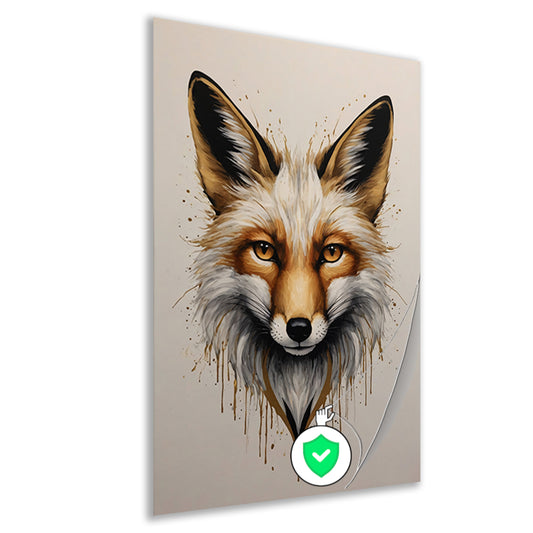 Modern Fox Portrait with Dynamic Splashes poster