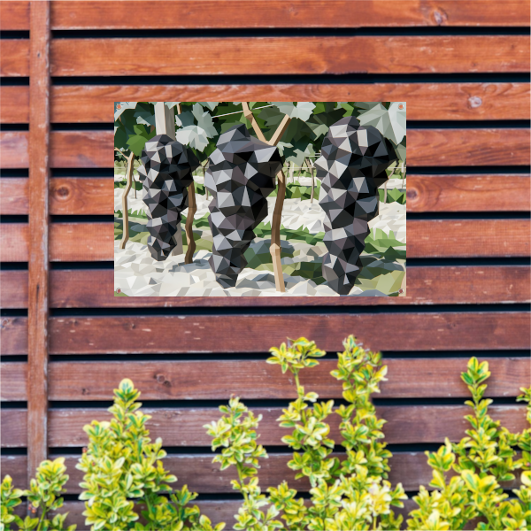 Abstracte Wandelaars in Groene Wijngaard tuinposter