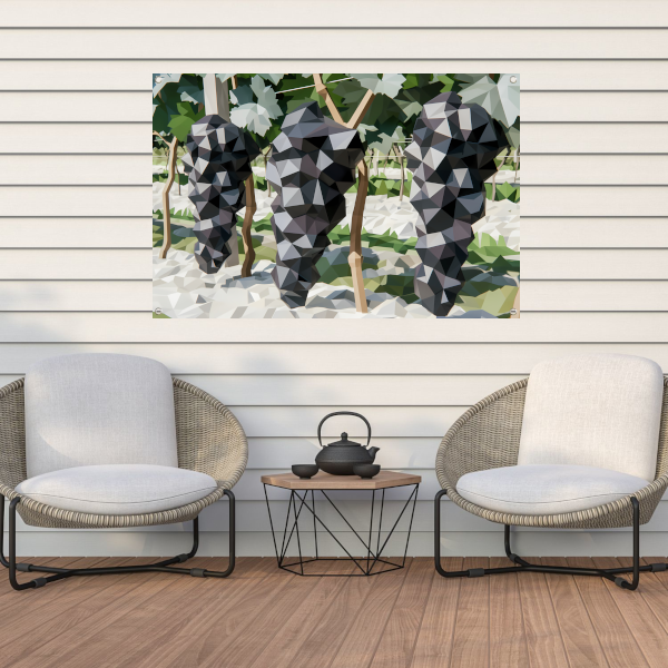 Abstracte Wandelaars in Groene Wijngaard tuinposter