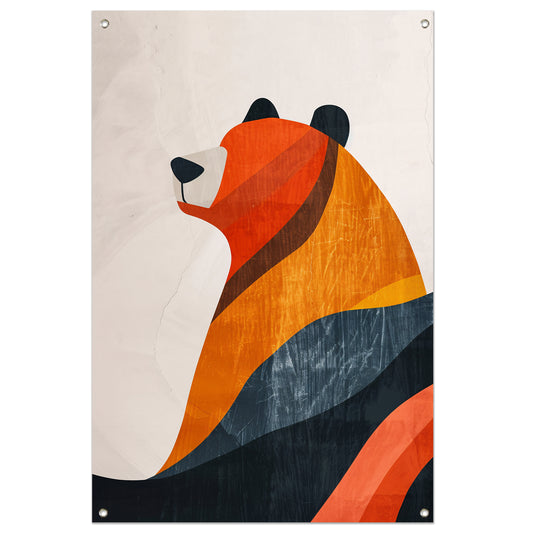 Minimalistisch Beer met Aardse Kleuren tuinposter