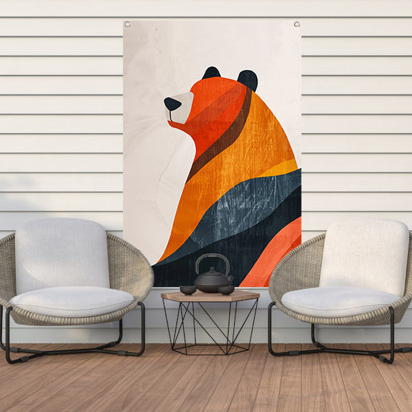 Minimalistisch Beer met Aardse Kleuren tuinposter