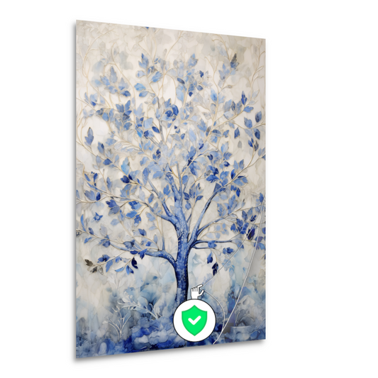 Minimalistische blauwe boom poster