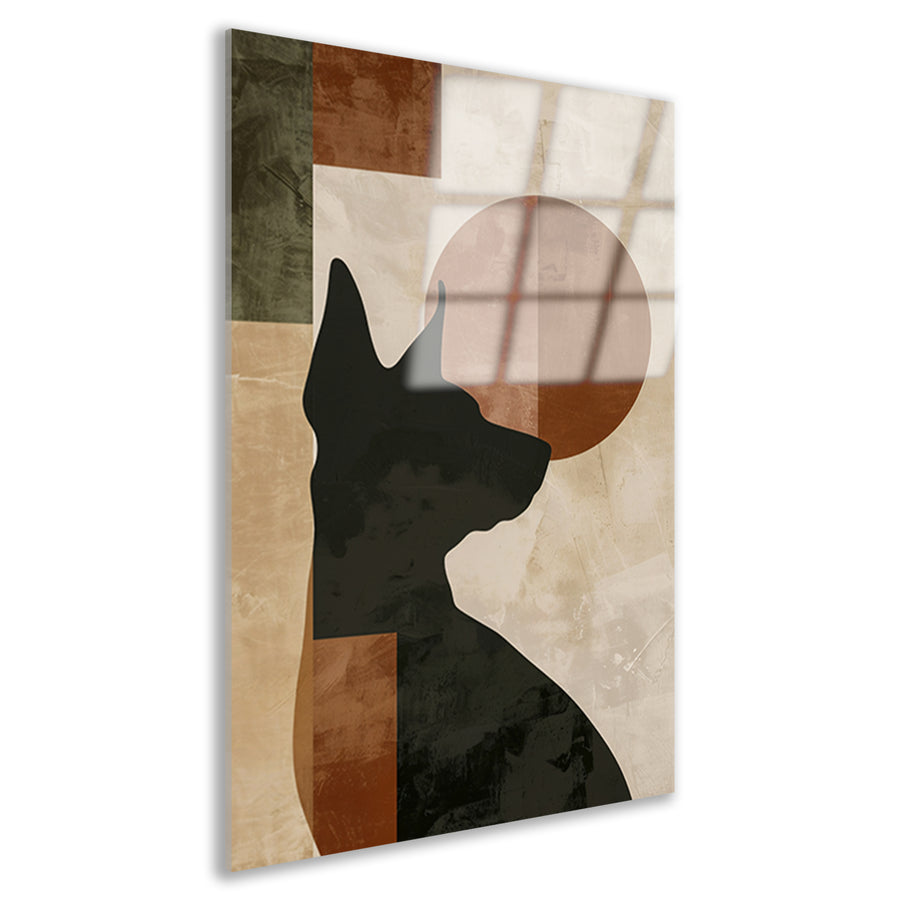 Abstracte hond in geometrische stijl met neutrale kleuren acrylglas