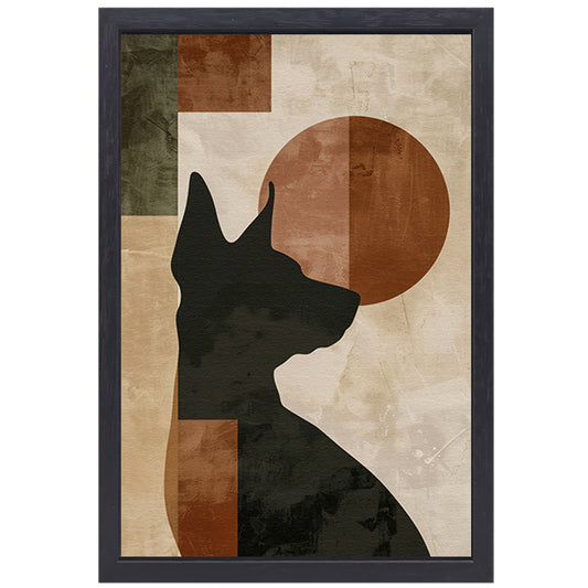 Abstracte hond in geometrische stijl met neutrale kleuren canvas met baklijst