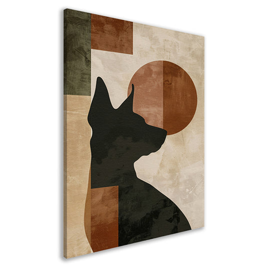Abstracte hond in geometrische stijl met neutrale kleuren canvas