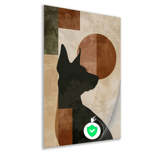 Abstracte hond in geometrische stijl met neutrale kleuren poster