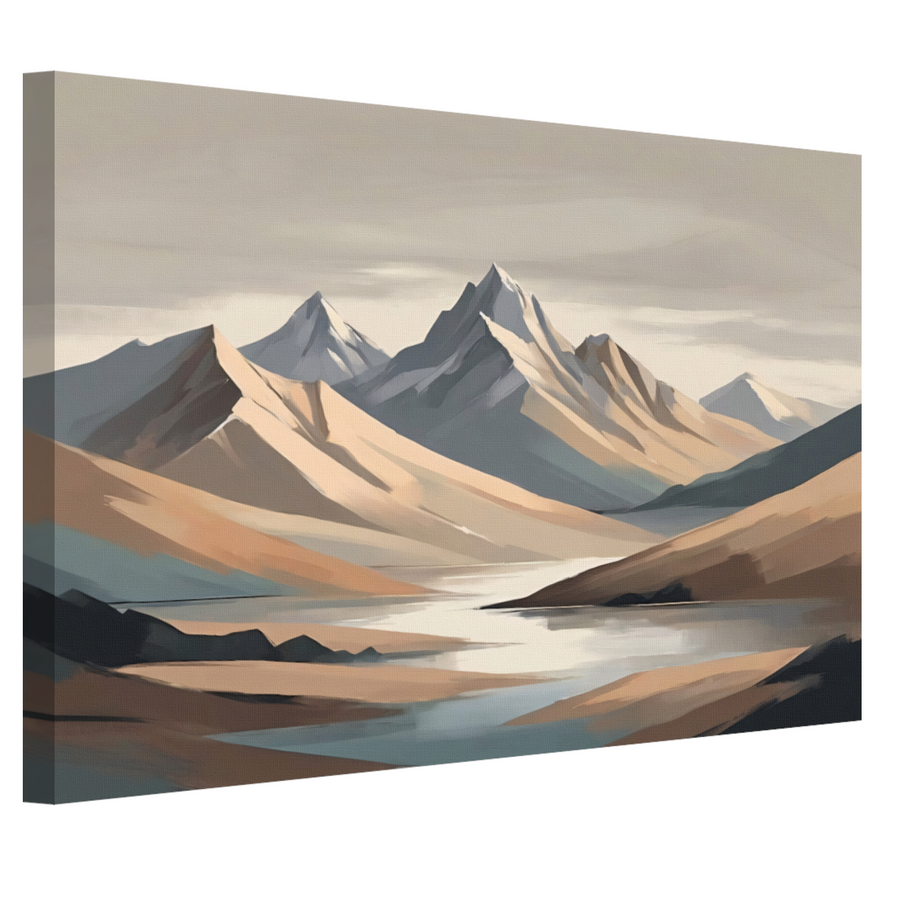 Stille Reflecties van Minimalistische Bergtoppen canvas