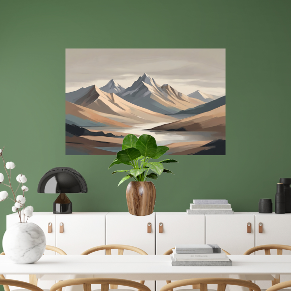 Stille Reflecties van Minimalistische Bergtoppen poster