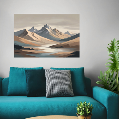 Stille Reflecties van Minimalistische Bergtoppen poster