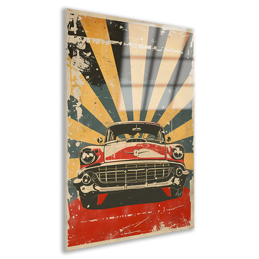 Klassieke Auto in Retro Stijl Poster acrylglas