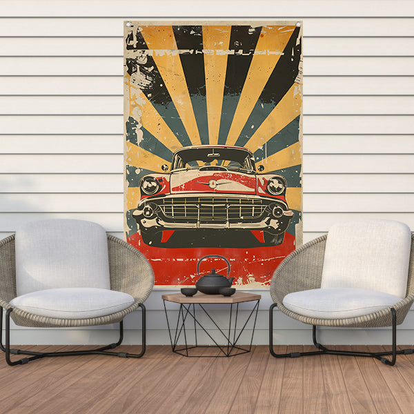 Klassieke Auto in Retro Stijl Poster tuinposter