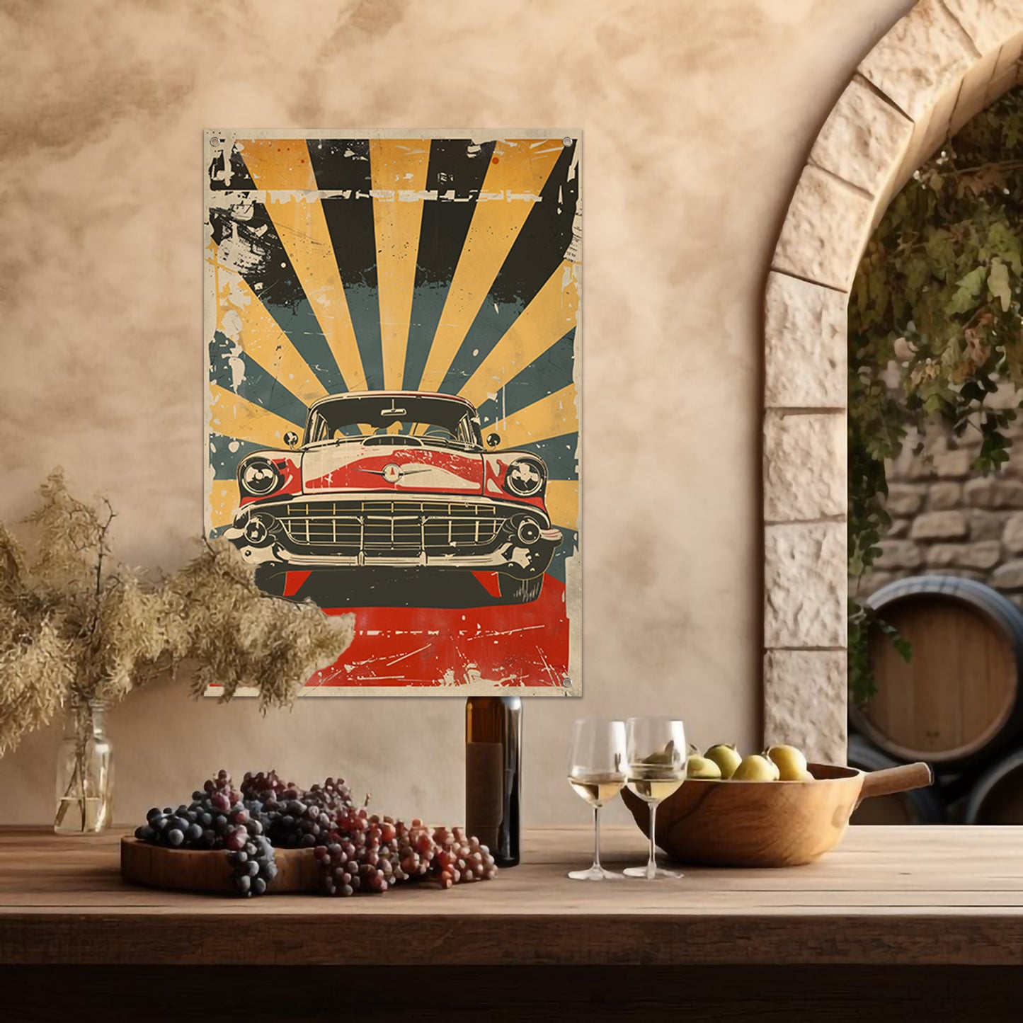 Klassieke Auto in Retro Stijl Poster tuinposter