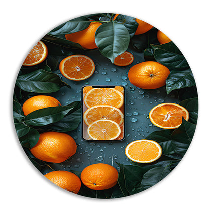 Minimalistisch stilleven met fruit en telefoon forex muurcirkel