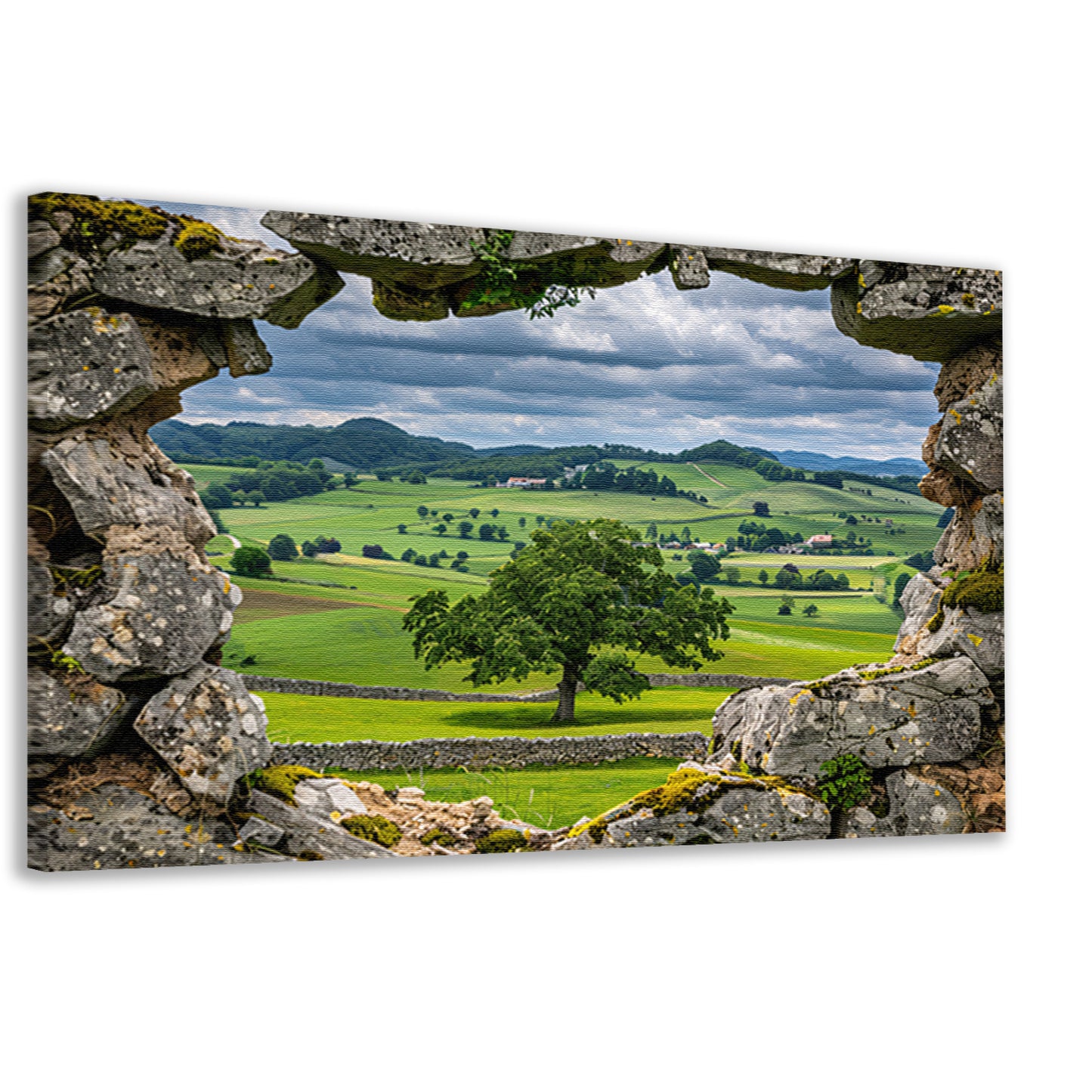 Landelijk Panorama door Stenen Raam canvas