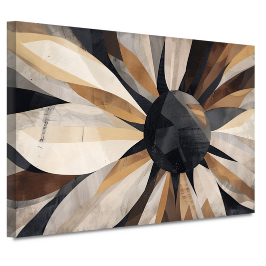 Abstracte Interpretatie van Zonnebloem in Monochrome canvas