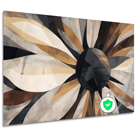Abstracte Interpretatie van Zonnebloem in Monochrome poster