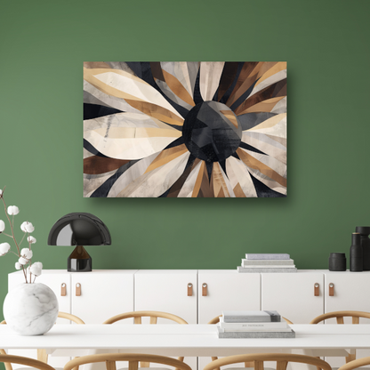 Abstracte Interpretatie van Zonnebloem in Monochrome canvas
