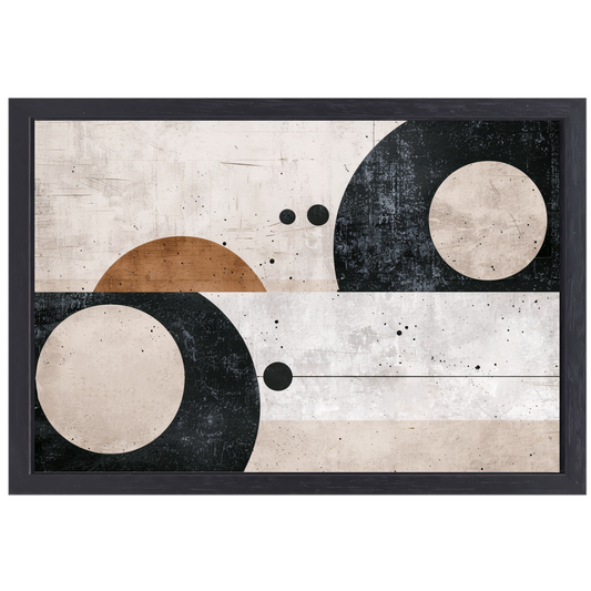Abstracte harmonie van cirkels en lijnen canvas met baklijst