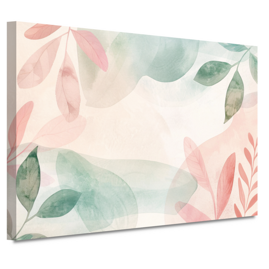 Abstract Aquarel Bladeren in Pastelkleuren canvas