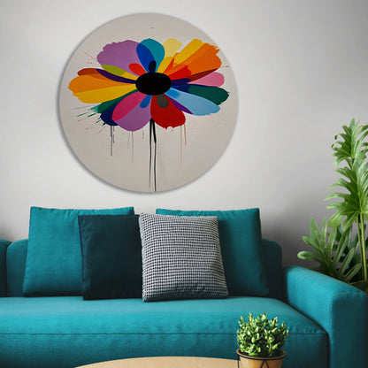 Abstracte bloem met kleurrijke druppels forex muurcirkel