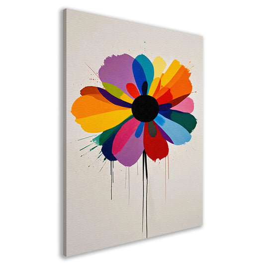 Abstracte bloem met kleurrijke druppels canvas