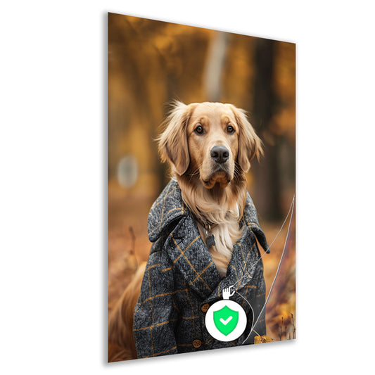 Gouden Retriever in Tweed Jas poster