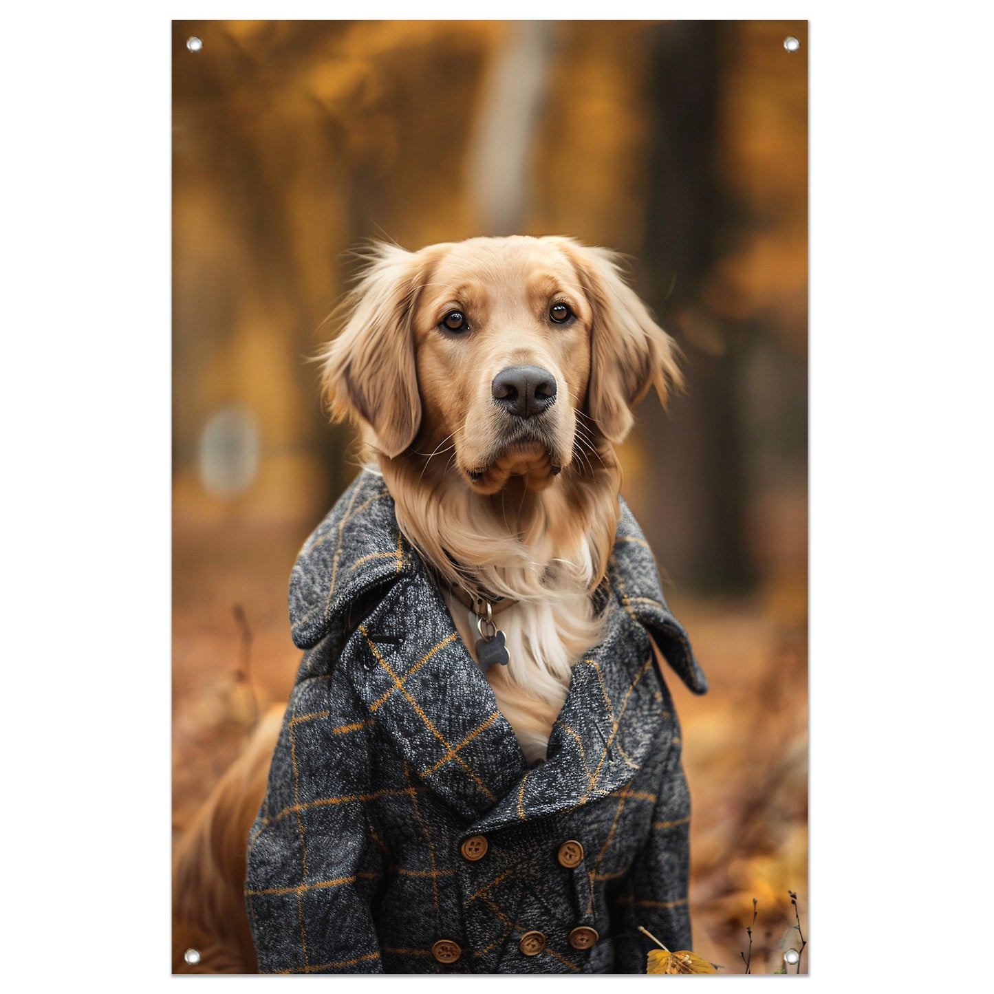 Gouden Retriever in Tweed Jas tuinposter