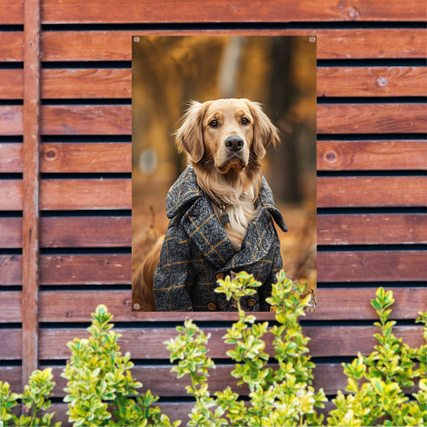 Gouden Retriever in Tweed Jas tuinposter