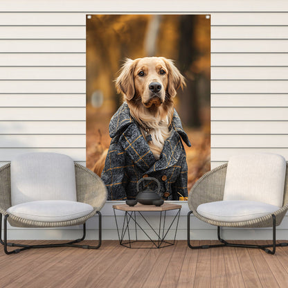 Gouden Retriever in Tweed Jas tuinposter