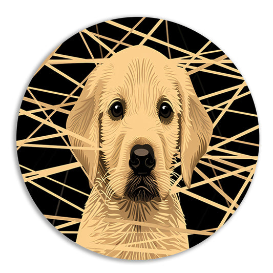 Schattige hond met abstracte lijnen kunst forex muurcirkel