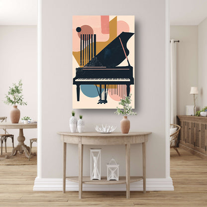 Abstract Piano in Levendige Kleuren canvas met baklijst