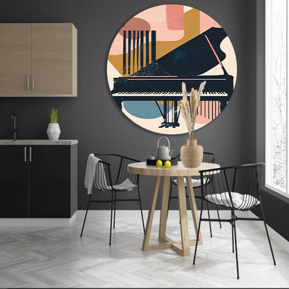 Abstract Piano in Levendige Kleuren aluminium muurcirkel