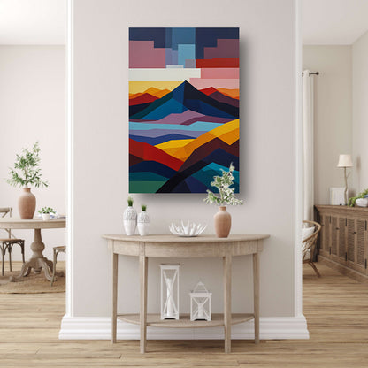 Geometrische Abstractie van een Berglandschap poster